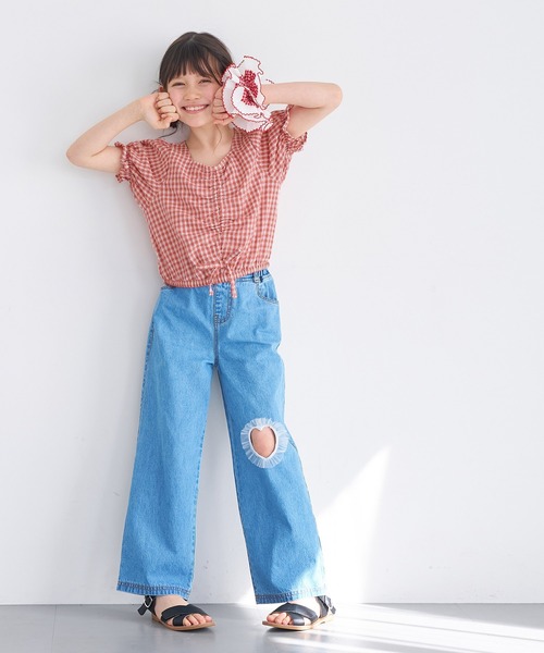 coca(coca)(コカ)の「キッズ ギャザーチェックブラウス(シャツ/ブラウス・キッズ・レッド/ブラック・150/140/130/120)」の8枚目の写真