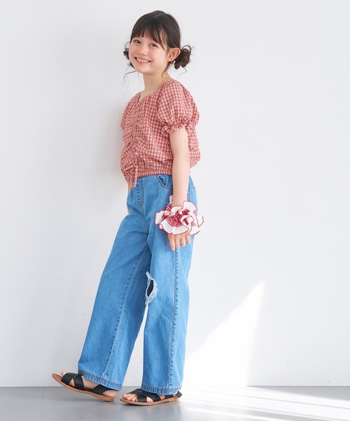 coca(coca)(コカ)の「キッズ ギャザーチェックブラウス(シャツ/ブラウス・キッズ・レッド/ブラック・150/140/130/120)」の10枚目の写真