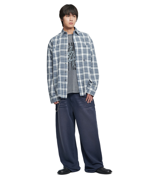 NOMANUAL(NOMANUAL)の「NEO CHECK SHIRT - BLUE(シャツ/ブラウス・レディース・その他・LARGE/SMALL/MEDIUM)」の2枚目の写真