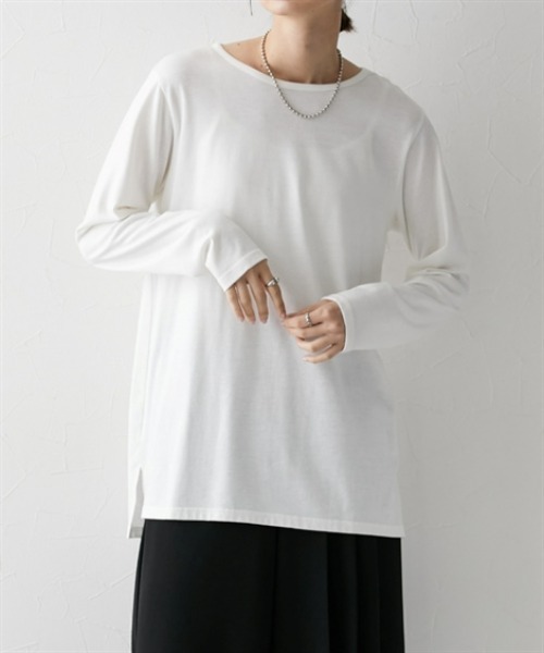 nissen(ニッセン)の「【洗える】重ね着用長袖Tシャツ(ラウンドへム・スクエアへム)(Tシャツ/カットソー・レディース・ホワイト系1/ホワイト系3/ホワイト系4/ホワイト系2・L/M/LL/3L/S)」の2枚目の写真