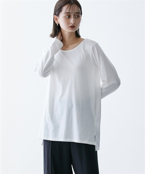 nissen(ニッセン)の「【洗える】重ね着用長袖Tシャツ(ラウンドへム・スクエアへム)(Tシャツ/カットソー・レディース・ホワイト系1/ホワイト系3/ホワイト系4/ホワイト系2・L/M/LL/3L/S)」の4枚目の写真