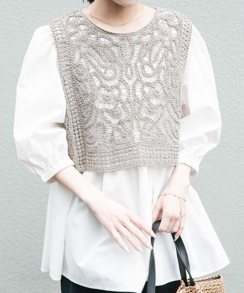 ITEMS URBANRESEARCH(アイテムズ アーバンリサーチ)の「レースベストドッキングチュニック(シャツ/ブラウス・レディース・ベージュ/ブラウン・FREE)」の10枚目の写真