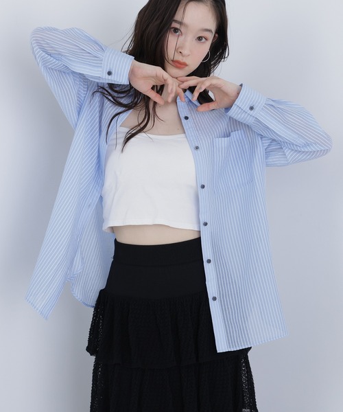 N.(N. Natural Beauty Basic)(エヌエヌナチュラルビューティーベーシック)の「シアーストライプシャツ(シャツ/ブラウス・レディース・ブルー系その他2/ピンク系その他2/ベージュ系その他・FREE)」の2枚目の写真