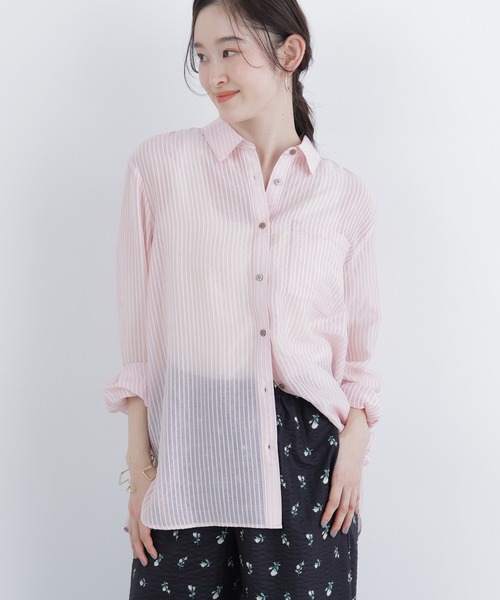 N.(N. Natural Beauty Basic)(エヌエヌナチュラルビューティーベーシック)の「シアーストライプシャツ(シャツ/ブラウス・レディース・ブルー系その他2/ピンク系その他2/ベージュ系その他・FREE)」の3枚目の写真