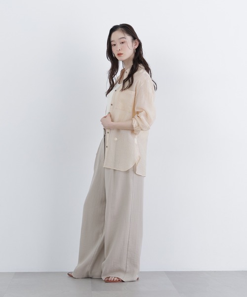 natural basic ラインストーン　袖シアー　セットアップ　LLサイズ NATURAL BEAUTY BASIC（ナチュラルビューティーベーシック