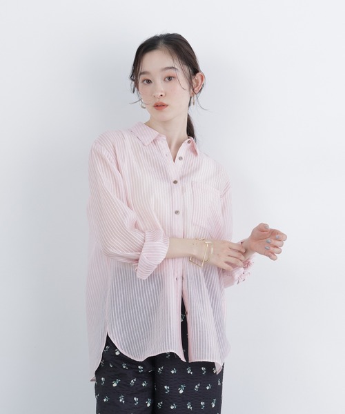 N.(N. Natural Beauty Basic)(エヌエヌナチュラルビューティーベーシック)の「シアーストライプシャツ(シャツ/ブラウス・レディース・ブルー系その他2/ピンク系その他2/ベージュ系その他・FREE)」の11枚目の写真