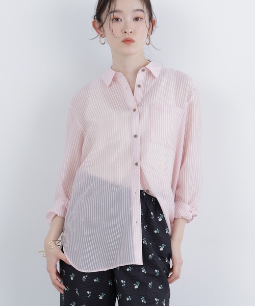 N.(N. Natural Beauty Basic)(エヌエヌナチュラルビューティーベーシック)の「シアーストライプシャツ(シャツ/ブラウス・レディース・ブルー系その他2/ピンク系その他2/ベージュ系その他・FREE)」の14枚目の写真