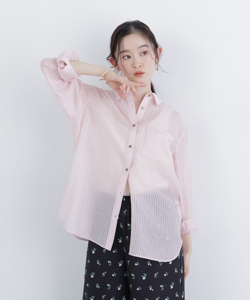 N.(N. Natural Beauty Basic)(エヌエヌナチュラルビューティーベーシック)の「シアーストライプシャツ(シャツ/ブラウス・レディース・ブルー系その他2/ピンク系その他2/ベージュ系その他・FREE)」の15枚目の写真