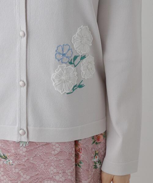 Sunauna（スーナウーナ）の「【SS～Lサイズ展開／フラワー刺繍】クラフトニットカーディガン（カーディガン/ボレロ・レディース・ライトグレー/ライトグリーン/ネイビー・34/38/40）」の22枚目の写真