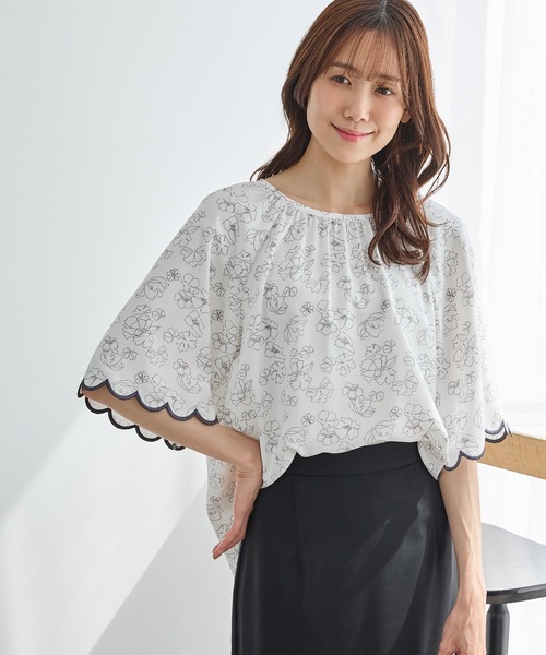 Honeys(ハニーズ)の「スカラップ刺繍ブラウス(シャツ/ブラウス・レディース・ホワイト系その他/ピンク/ブラウン・L/LL/S/M)」の10枚目の写真