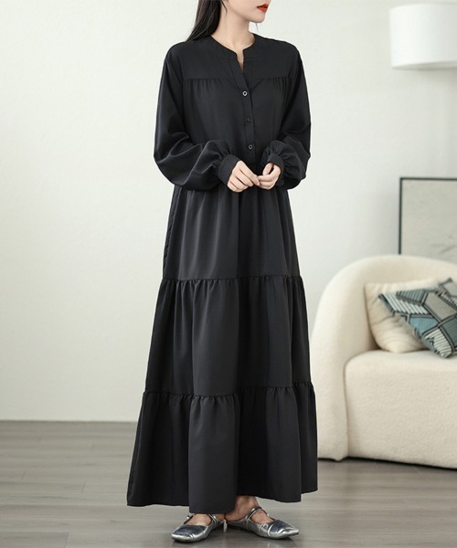 ONEP STAR（ワンピスター）の「ティアードロングシャツワンピース（シャツワンピース・レディース・ブラック・LARGE/MEDIUM/X-LARGE）」の3枚目の写真