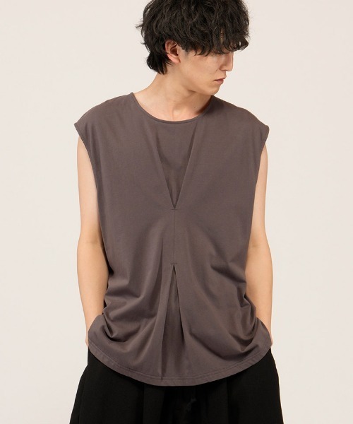 NO ID.（ノーアイディ）の「mta616- ｾﾝﾀｰﾀｯｸｽﾘｰﾌﾞﾚｽPO スリーブレスTシャツ(858006-454T)（タンクトップ・メンズ・ホワイト/グレー/ブラック・ONE SIZE）」の8枚目の写真