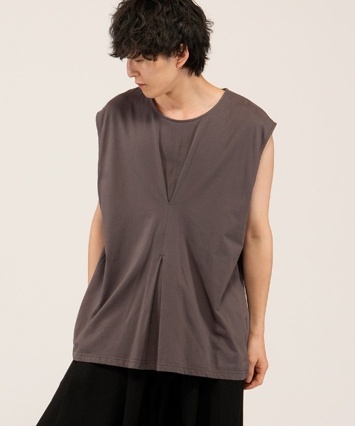 NO ID.（ノーアイディ）の「mta616- ｾﾝﾀｰﾀｯｸｽﾘｰﾌﾞﾚｽPO スリーブレスTシャツ(858006-454T)（タンクトップ・メンズ・ホワイト/グレー/ブラック・ONE SIZE）」の9枚目の写真