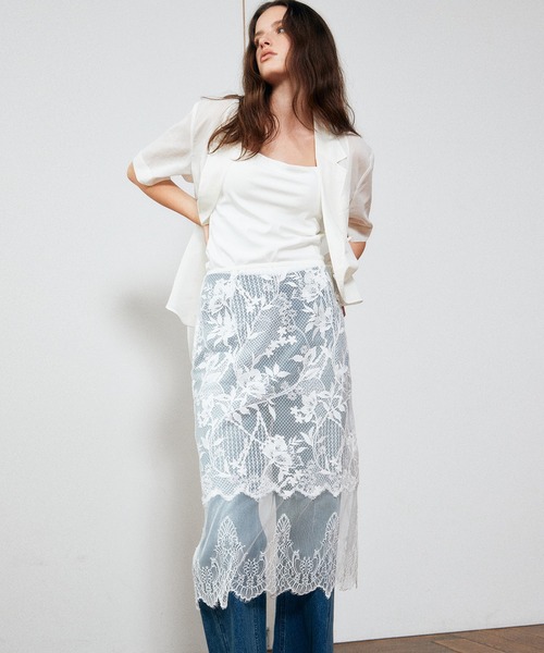 LE CIEL BLEU（ルシェルブルー）の「レーススカート / Lace Skirt（スカート・レディース・オフホワイト・36/34）」の3枚目の写真