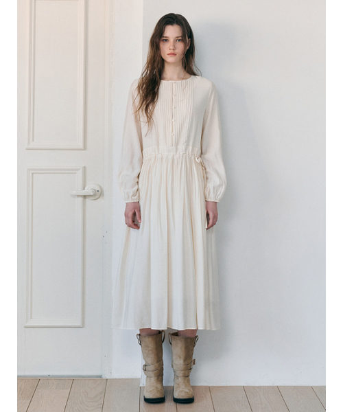 ETMON（エトモン）の「Pintuck Button Long Dress, Cream（ワンピース・レディース・その他・F）」の2枚目の写真