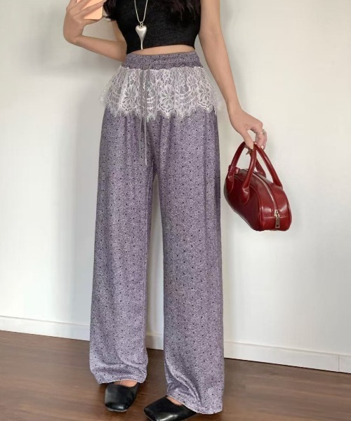 Achic(アシック)の「ドット柄ルーズワイドパンツ(デニムパンツ・レディース・ブラック/グレー・M)」の4枚目の写真