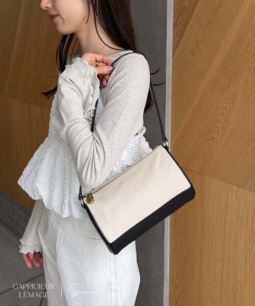 CAPRICIEUX LE'MAGE（カプリシューレマージュ）の「【LE'MAGE×gemeilコラボ】3WAYキャンバスエッグショルダーバッグ（ショルダーバッグ・レディース・ベージュ/ブラック・FREE）」の7枚目の写真