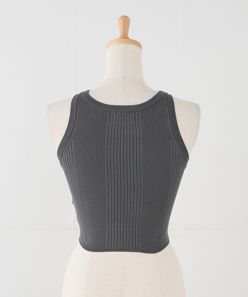 Noble(ノーブル)の「《アーカイブ別注・追加》ADAWAS/アダワズ COTTON STRETCH COMPACT TOP(タンクトップ・レディース・チャコールグレー/ホワイト・FREE)」の4枚目の写真