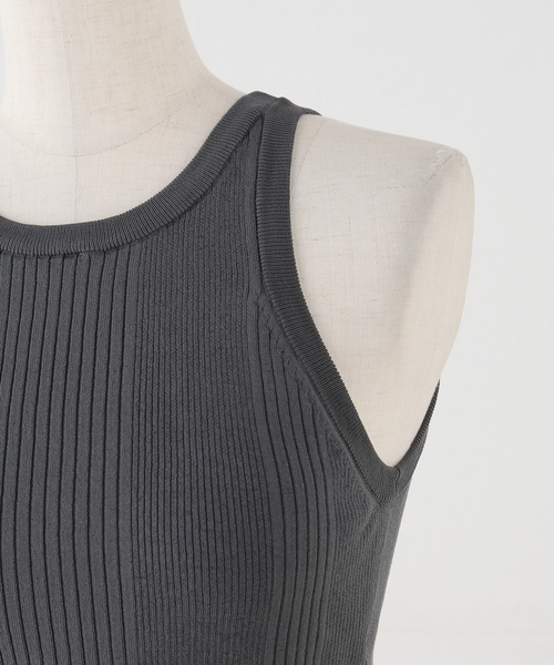 Noble(ノーブル)の「《アーカイブ別注・追加》ADAWAS/アダワズ COTTON STRETCH COMPACT TOP(タンクトップ・レディース・チャコールグレー/ホワイト・FREE)」の5枚目の写真