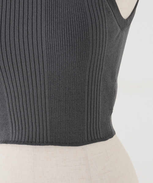 Noble(ノーブル)の「《アーカイブ別注・追加》ADAWAS/アダワズ COTTON STRETCH COMPACT TOP(タンクトップ・レディース・チャコールグレー/ホワイト・FREE)」の6枚目の写真