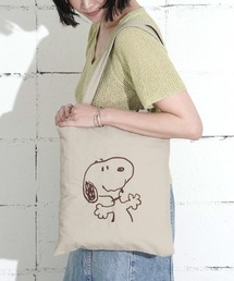 "09"≪PEANUTS≫リバーシブル 1ポケット ナイロン 刺繍 トートバッグ
