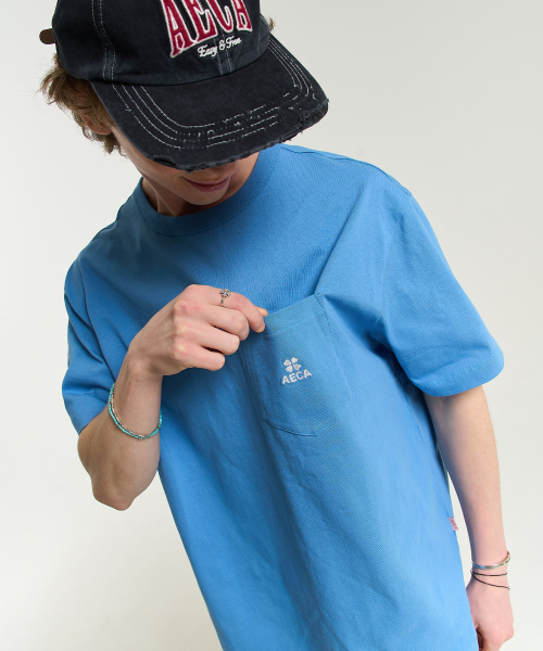 AECA(エイカ)の「EVERYDAY AECA CLOVER POCKET TEE-BLUE(Tシャツ/カットソー・レディース・その他・M/L/XL)」の11枚目の写真
