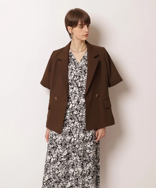 CADUNE カデュネ 花柄ワンピース 半袖 38 CADUNE（カデュネ）の「モノクロフラワーワンピース（ワンピース