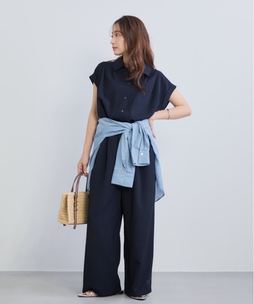 速乾】リネンライクセミドッキングオールインワン 【低身長・小柄女性