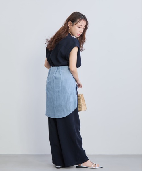 速乾】リネンライクセミドッキングオールインワン 【低身長・小柄女性