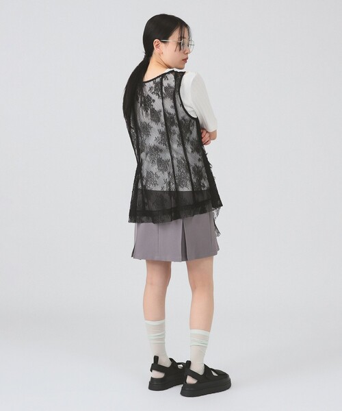 Ray BEAMS(レイビームス)の「レース ラッフル ロング ジレ(シャツ/ブラウス・レディース・ブラック/ピンク・ONE SIZE)」の19枚目の写真