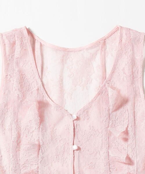 Ray BEAMS(レイビームス)の「レース ラッフル ロング ジレ(シャツ/ブラウス・レディース・ブラック/ピンク・ONE SIZE)」の11枚目の写真