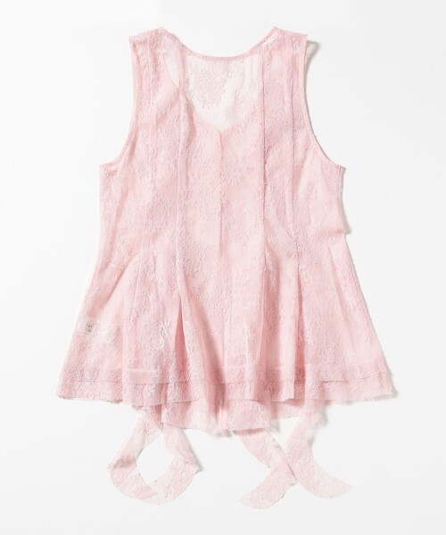 Ray BEAMS(レイビームス)の「レース ラッフル ロング ジレ(シャツ/ブラウス・レディース・ブラック/ピンク・ONE SIZE)」の9枚目の写真