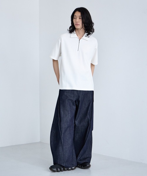 RAGEBLUE（レイジブルー）の「Pigment Half Zip T-Shirt / ピグメント加工/ハンドステッチハーフジップTシャツ（Tシャツ/カットソー・メンズ・オフホワイト/ブルー/その他19/ダークブラウン・SMALL/LARGE/MEDIUM）」の6枚目の写真