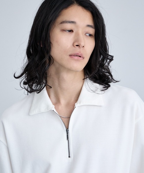 RAGEBLUE（レイジブルー）の「Pigment Half Zip T-Shirt / ピグメント加工/ハンドステッチハーフジップTシャツ（Tシャツ/カットソー・メンズ・オフホワイト/ブルー/その他19/ダークブラウン・SMALL/LARGE/MEDIUM）」の7枚目の写真