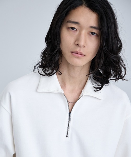 RAGEBLUE（レイジブルー）の「Pigment Half Zip T-Shirt / ピグメント加工/ハンドステッチハーフジップTシャツ（Tシャツ/カットソー・メンズ・オフホワイト/ブルー/その他19/ダークブラウン・SMALL/LARGE/MEDIUM）」の8枚目の写真