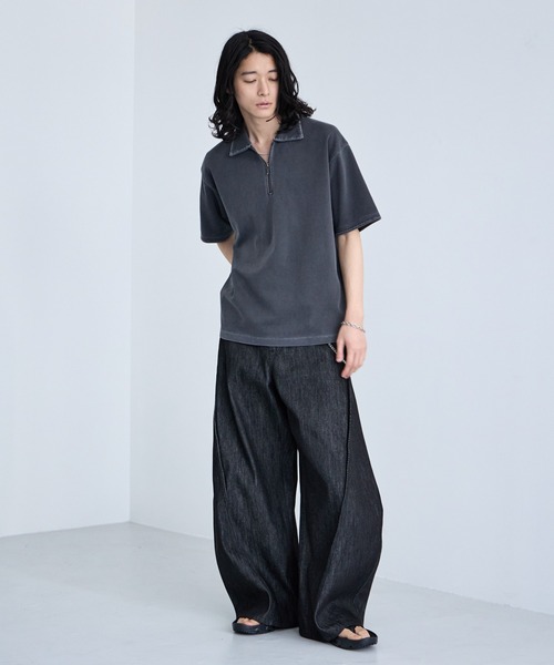 RAGEBLUE（レイジブルー）の「Pigment Half Zip T-Shirt / ピグメント加工/ハンドステッチハーフジップTシャツ（Tシャツ/カットソー・メンズ・オフホワイト/ブルー/その他19/ダークブラウン・SMALL/LARGE/MEDIUM）」の12枚目の写真