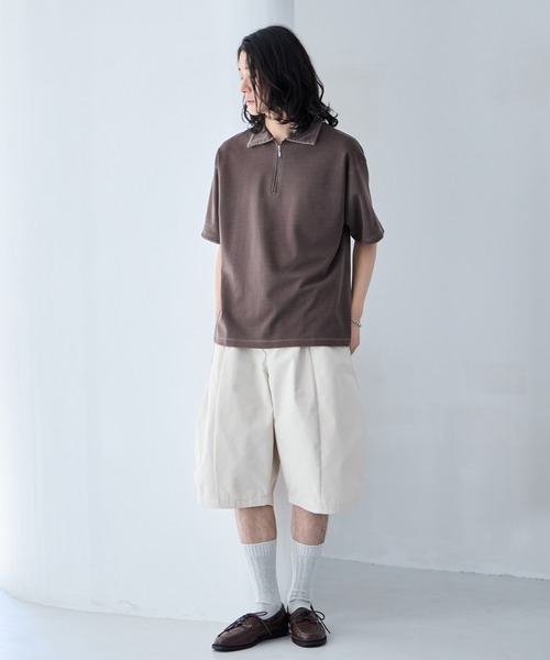 RAGEBLUE（レイジブルー）の「Pigment Half Zip T-Shirt / ピグメント加工/ハンドステッチハーフジップTシャツ（Tシャツ/カットソー・メンズ・オフホワイト/ブルー/その他19/ダークブラウン・SMALL/LARGE/MEDIUM）」の14枚目の写真