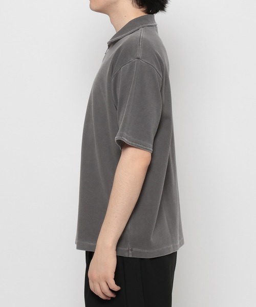 RAGEBLUE（レイジブルー）の「Pigment Half Zip T-Shirt / ピグメント加工/ハンドステッチハーフジップTシャツ（Tシャツ/カットソー・メンズ・オフホワイト/ブルー/その他19/ダークブラウン・SMALL/LARGE/MEDIUM）」の18枚目の写真