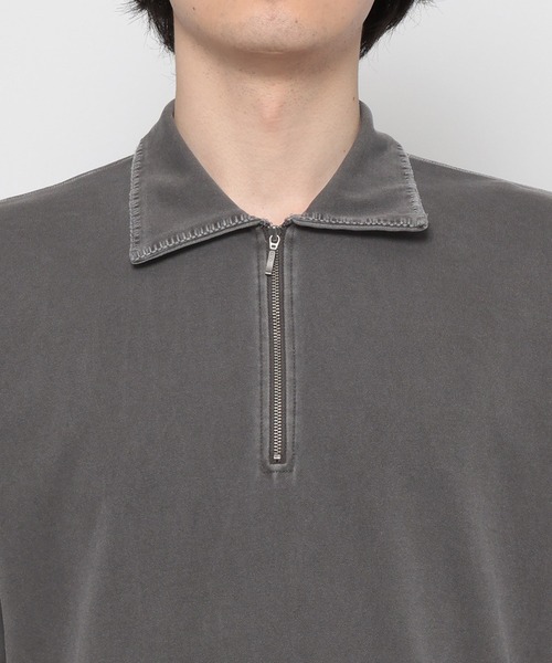 RAGEBLUE（レイジブルー）の「Pigment Half Zip T-Shirt / ピグメント加工/ハンドステッチハーフジップTシャツ（Tシャツ/カットソー・メンズ・オフホワイト/ブルー/その他19/ダークブラウン・SMALL/LARGE/MEDIUM）」の21枚目の写真