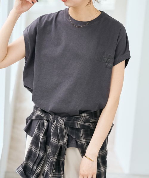 upperhights（アッパーハイツ）の「upper hights/アッパーハイツ 別注BIG NO SLEEVE TEE*（Tシャツ/カットソー・レディース・カーキ/ホワイト系その他/ブラック系その他/ベージュ・FREE）」の11枚目の写真