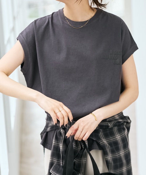 upperhights（アッパーハイツ）の「upper hights/アッパーハイツ 別注BIG NO SLEEVE TEE*（Tシャツ/カットソー・レディース・カーキ/ホワイト系その他/ブラック系その他/ベージュ・FREE）」の12枚目の写真