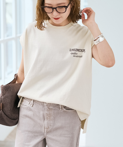 upperhights（アッパーハイツ）の「upper hights/アッパーハイツ 別注BIG NO SLEEVE TEE*（Tシャツ/カットソー・レディース・カーキ/ホワイト系その他/ブラック系その他/ベージュ・FREE）」の17枚目の写真