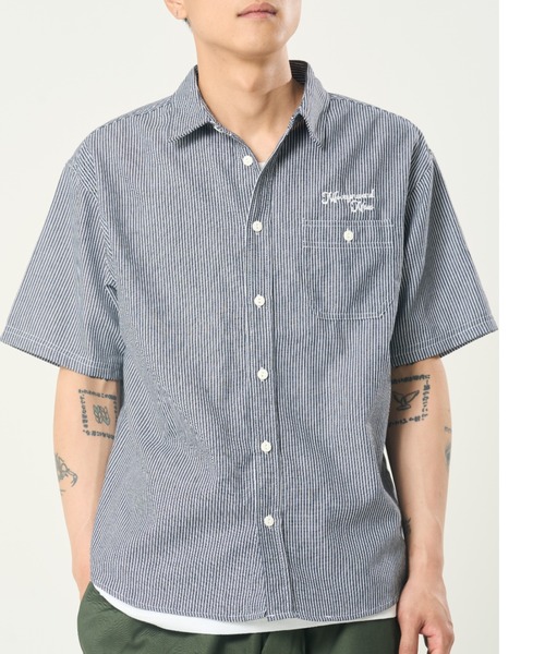 CORISCO(コリスコ)の「バック刺しゅうヒッコリー半袖シャツ(M1)(シャツ/ブラウス・メンズ・その他1/その他2・MEDIUM/LARGE/X-LARGE)」の9枚目の写真