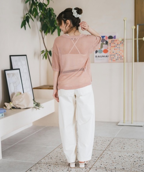 U.S. POLO ASSN.(ユーエスポロアッスン)の「U.S. POLO ASSN. ユーエスポロアッスン W's ワンポイントロゴ刺繍透かし編み半端袖プルオーバーニット(ニット/セーター・レディース・オフホワイト/ブラウン/ピンク/ブラック・M/L)」の15枚目の写真