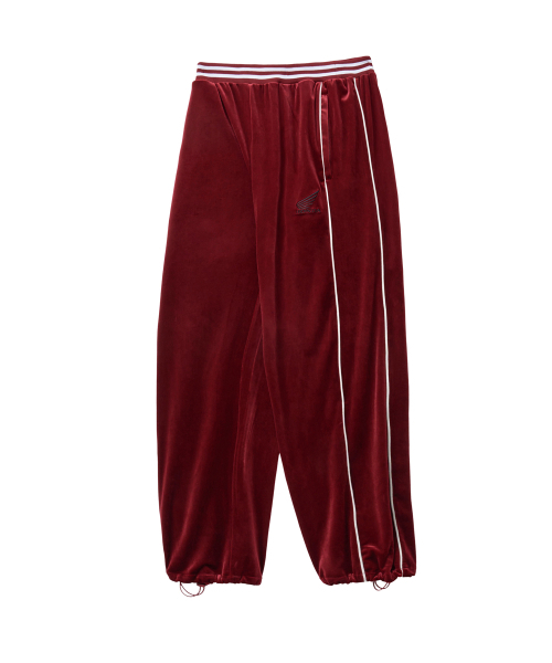 PHYPS MOTORCYCLE（フィップスモーターサイクル）の「Velvet Track Pants Burgundy（スウェットパンツ・レディース・その他・SMALL/MEDIUM/LARGE/X-LARGE）」の2枚目の写真