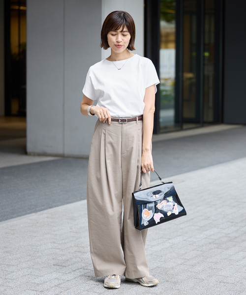 IENA（イエナ）の「ATON/エイトン SUVIN 60/2 CAP SLEEVE Tシャツ（Tシャツ/カットソー・レディース・ブラック系その他/チャコールグレー/ホワイト/ネイビー・FREE）」の7枚目の写真