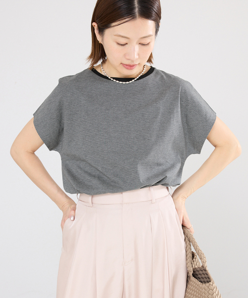 IENA（イエナ）の「ATON/エイトン SUVIN 60/2 CAP SLEEVE Tシャツ（Tシャツ/カットソー・レディース・ブラック系その他/チャコールグレー/ホワイト/ネイビー・FREE）」の9枚目の写真