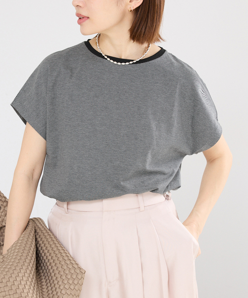 IENA（イエナ）の「ATON/エイトン SUVIN 60/2 CAP SLEEVE Tシャツ（Tシャツ/カットソー・レディース・ブラック系その他/チャコールグレー/ホワイト/ネイビー・FREE）」の11枚目の写真