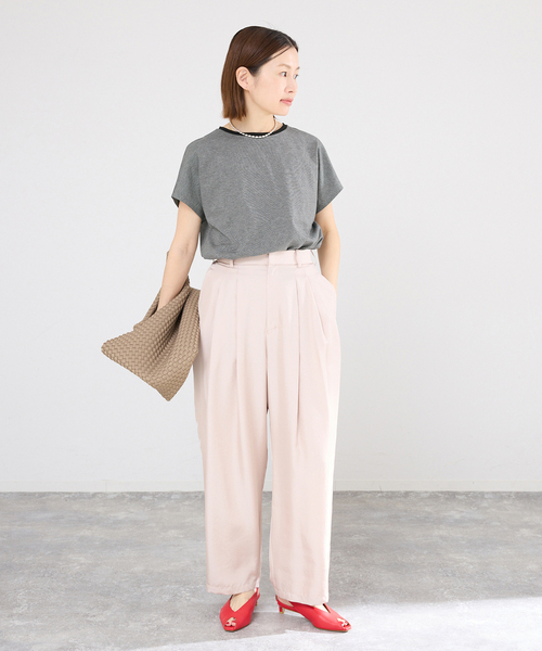 IENA（イエナ）の「ATON/エイトン SUVIN 60/2 CAP SLEEVE Tシャツ（Tシャツ/カットソー・レディース・ブラック系その他/チャコールグレー/ホワイト/ネイビー・FREE）」の12枚目の写真