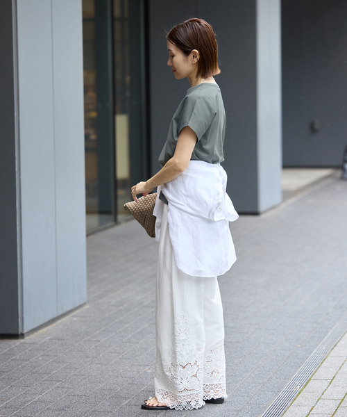 IENA（イエナ）の「ATON/エイトン SUVIN 60/2 CAP SLEEVE Tシャツ（Tシャツ/カットソー・レディース・ブラック系その他/チャコールグレー/ホワイト/ネイビー・FREE）」の19枚目の写真